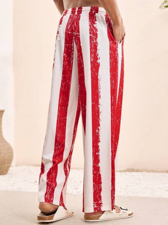 WILDFASHION Men's USA Flag Drawstring Pocket Lounge Pant